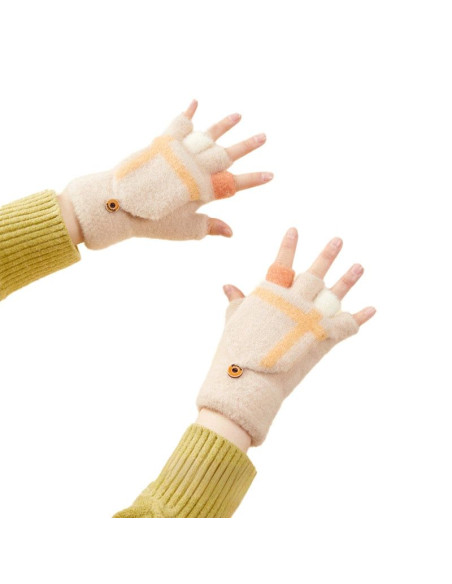 Rękawiczki zimowe do telefonu mitenki damskie / dziecięce - białe