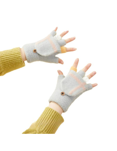 Rękawiczki zimowe do telefonu mitenki damskie / dziecięce - szare