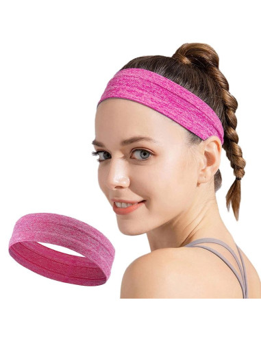 Elastyczna materiałowa opaska na głowę do biegania fitness różowa