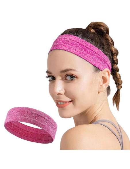 Elastyczna materiałowa opaska na głowę do biegania fitness różowa
