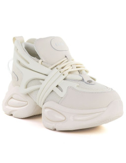 Snekersy damskie na grubej podeszwie beżowe goe tt2n4014