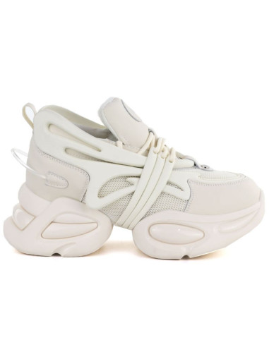 Snekersy damskie na grubej podeszwie beżowe goe tt2n4014