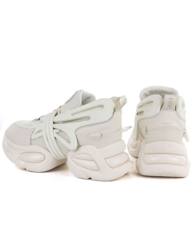 Snekersy damskie na grubej podeszwie beżowe goe tt2n4014