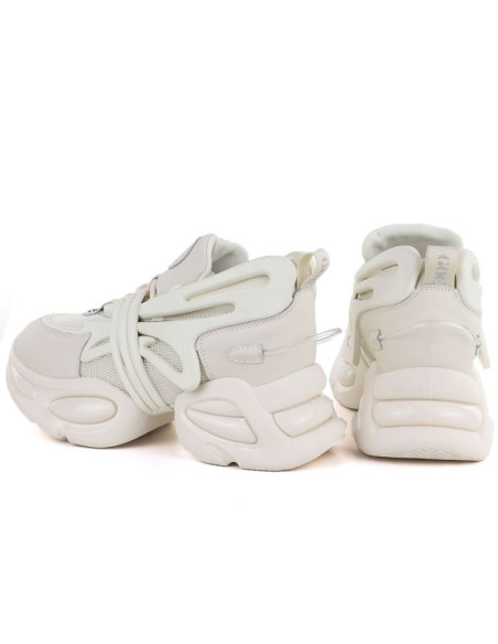 Snekersy damskie na grubej podeszwie beżowe goe tt2n4014