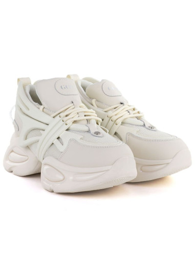 Snekersy damskie na grubej podeszwie beżowe goe tt2n4014