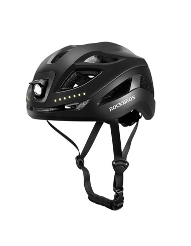 Kask rowerowy rockbros zk-077 ze zintegrowanym oświetleniem wielokierunkowym 57-61 cm - czarny