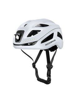 Kask rowerowy rockbros zk-077 ze zintegrowanym oświetleniem wielokierunkowym 57-61 cm - biały
