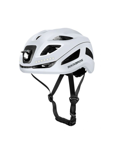 Kask rowerowy rockbros zk-077 ze zintegrowanym oświetleniem wielokierunkowym 57-61 cm - biały