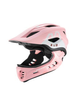 Kask rowerowy rockbros tt-32001 rabbit dziecięcy z odpinaną szczęką rozmiar s (48-52) - różowy