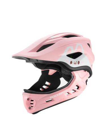 Kask rowerowy rockbros tt-32001 rabbit dziecięcy z odpinaną szczęką rozmiar s (48-52) - różowy