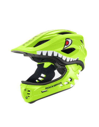 Kask rowerowy rockbros tt-32004 shark dziecięcy z odpinaną szczęką rozmiar m (54-58) - zielony