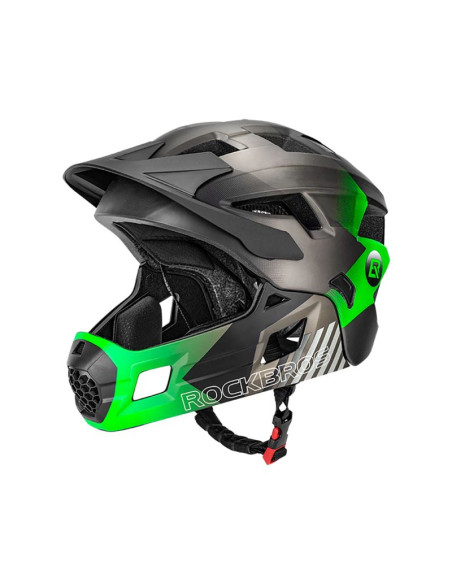 Kask rowerowy rockbros ts-61 10110061003 dziecięcy z odpinaną szczęką rozmiar s (48-54) - zielony