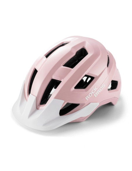 Kask rowerowy rockbros lk-67 młodzieżowy z odpinanym daszkiem 54–58 cm - różowy