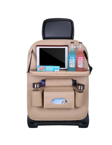 Organizer samochodowy na fotel siedzenie ochraniacz osłona na fotel półka mini stolik do auta beżowy