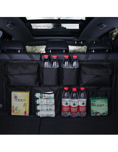 Organizer samochodowy na oparcie tylnego siedzenia do bagażnika czarny