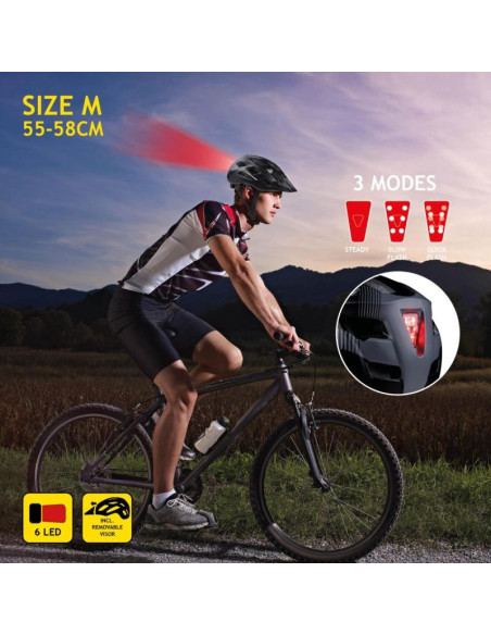 Kask rowerowy regulowany mtb dunlop 6xled r. l 58 - 61cm - 26756