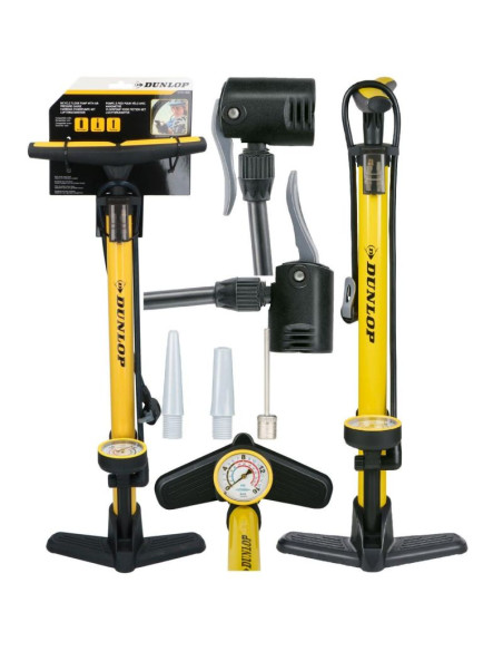 Pompka warsztatowo rowerowa dunlop 230psi (16bar) z manometrem żółty