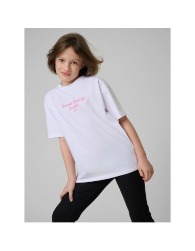 T-shirt loose z nadrukiem dziewczęcy 4f 4fjrss26ttshf3825-10s