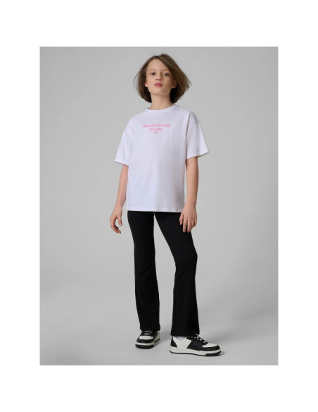 T-shirt loose z nadrukiem dziewczęcy 4f 4fjrss26ttshf3825-10s