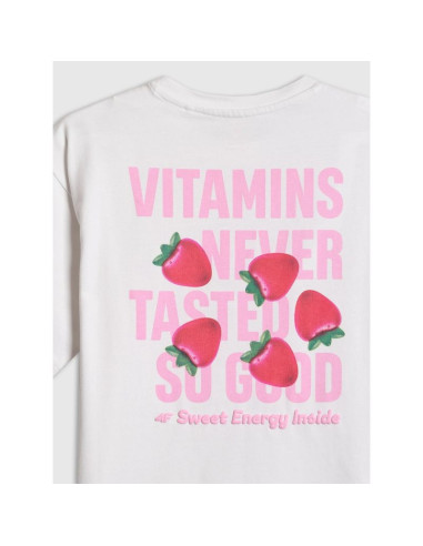 T-shirt loose z nadrukiem dziewczęcy 4f 4fjrss26ttshf3825-10s