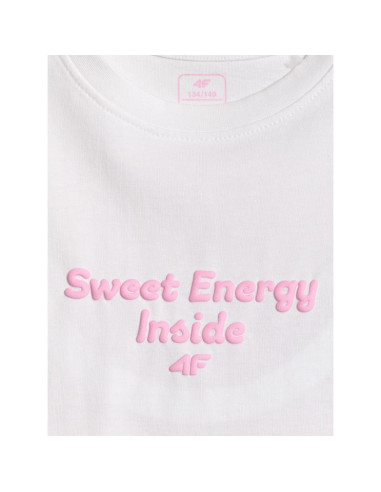 T-shirt loose z nadrukiem dziewczęcy 4f 4fjrss26ttshf3825-10s