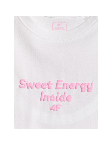 T-shirt loose z nadrukiem dziewczęcy 4f 4fjrss26ttshf3825-10s