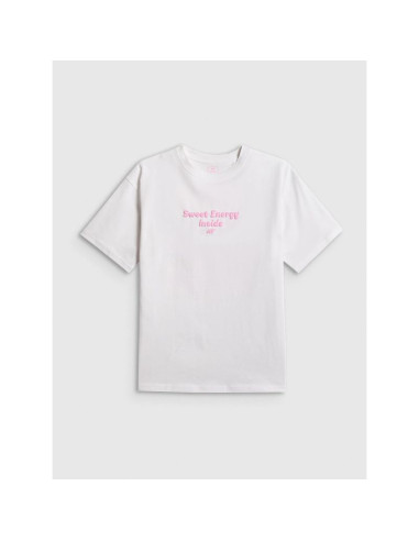 T-shirt loose z nadrukiem dziewczęcy 4f 4fjrss26ttshf3825-10s