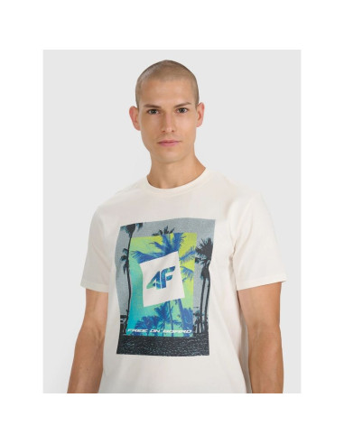 T-shirt regular z nadrukiem męski  4f 4frss25ttshm2846-12s