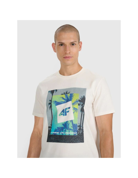 T-shirt regular z nadrukiem męski  4f 4frss25ttshm2846-12s