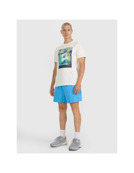 T-shirt regular z nadrukiem męski  4f 4frss25ttshm2846-12s