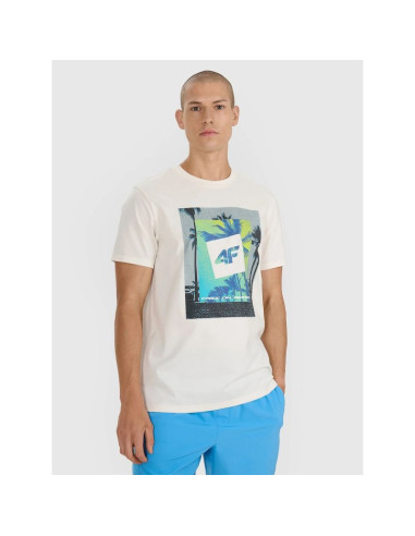 T-shirt regular z nadrukiem męski  4f 4frss25ttshm2846-12s