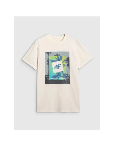 T-shirt regular z nadrukiem męski  4f 4frss25ttshm2846-12s