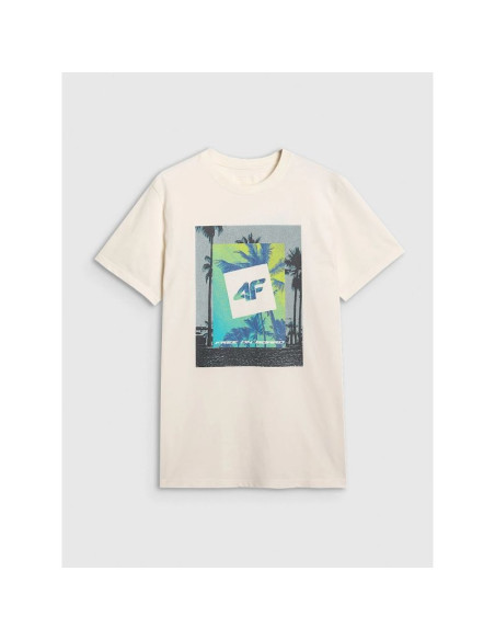 T-shirt regular z nadrukiem męski  4f 4frss25ttshm2846-12s