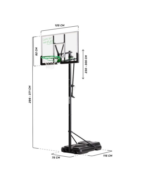 Salta center kosz stojący do koszykówki 125 cm x 371 cm