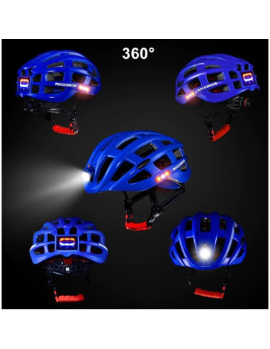 Rockbros kask rowerowy mtb z lampką nieb 57-62cm