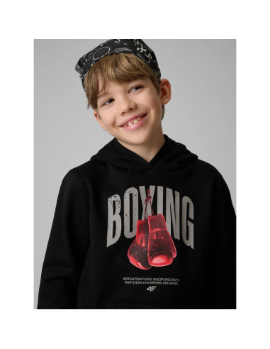 Bluza dresowa regular z kapturem chłopięca 4f 4fjrss26tswsm2904-20s