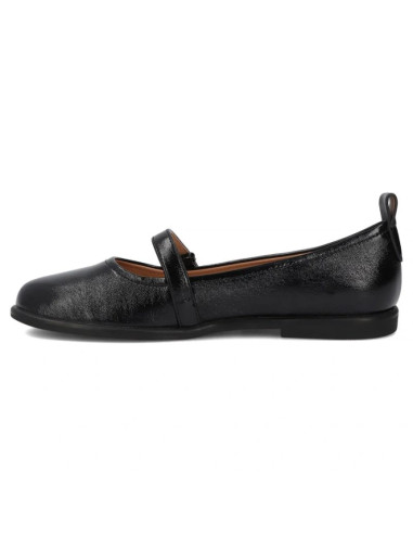 Skórzane baleriny damskie z paskiem czarne filippo dp7742