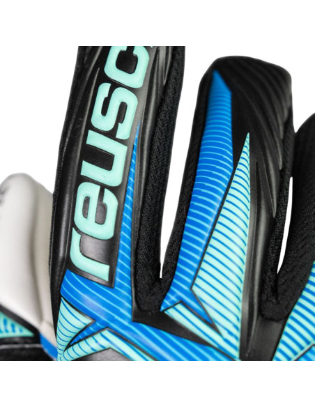 Rękawice bramkarskie reusch attrakt re:grip nc junior czarno-niebieskie 5672535 7272