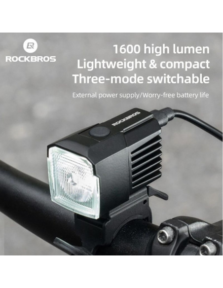 Rockbros lampka rowerowa przednia 1600lm czarna