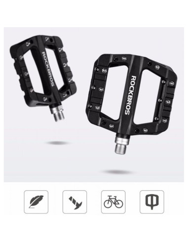 Zestaw pedałów rowerowych rockbros 2017-12cbk z nylonu - czarny