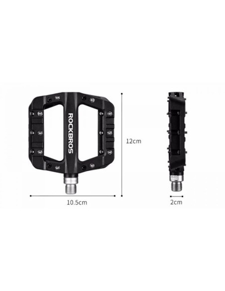 Zestaw pedałów rowerowych rockbros 2017-12cbk z nylonu - czarny