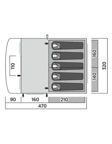 Easy camp skarvan 5 niebieski namiot tunelowy