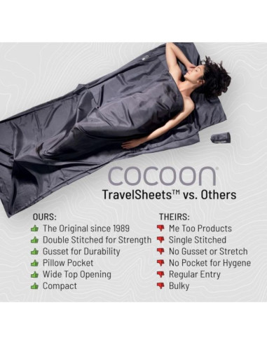 Wkładka do śpiwora cocoon travelsheet silk, rhino/cornflower