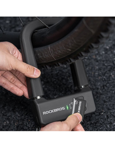 Zapięcie rowerowe rockbros rbns1 smart z czytnikiem nfc - czarne
