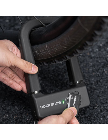 Zapięcie rowerowe rockbros rbns1 smart z czytnikiem nfc - czarne