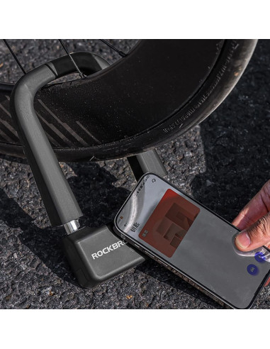 Zapięcie rowerowe rockbros rbns1 smart z czytnikiem nfc - czarne