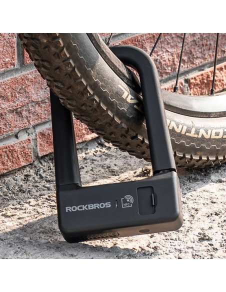 Zapięcie rowerowe rockbros rbns1 smart z czytnikiem nfc - czarne