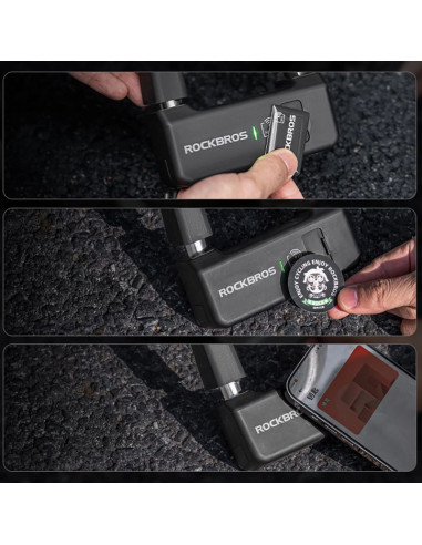 Zapięcie rowerowe rockbros rbns1 smart z czytnikiem nfc - czarne