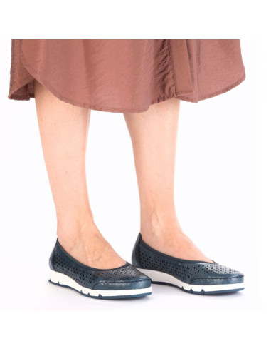 Baleriny damskie komfortowe ażurowe niebieskie rieker l3065-14