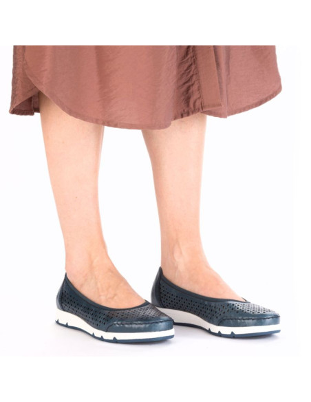 Baleriny damskie komfortowe ażurowe niebieskie rieker l3065-14